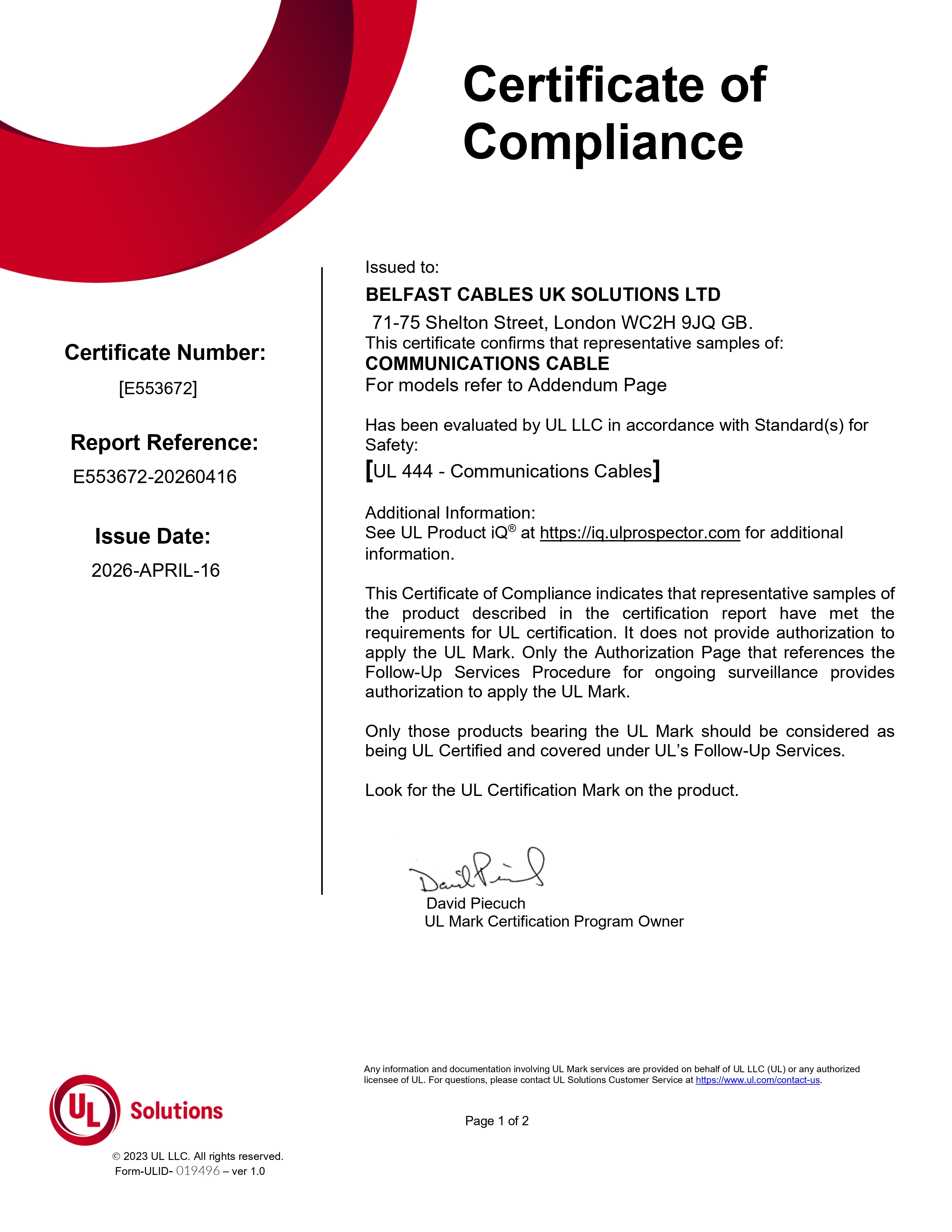 UL Certificate